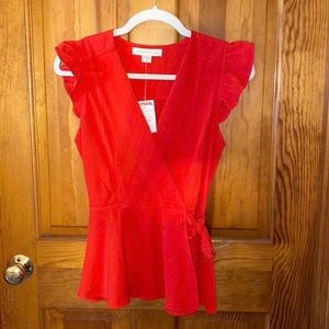 5/$25 🎆 NWT Monteau Los Angeles Red Wrap Top, Size Small